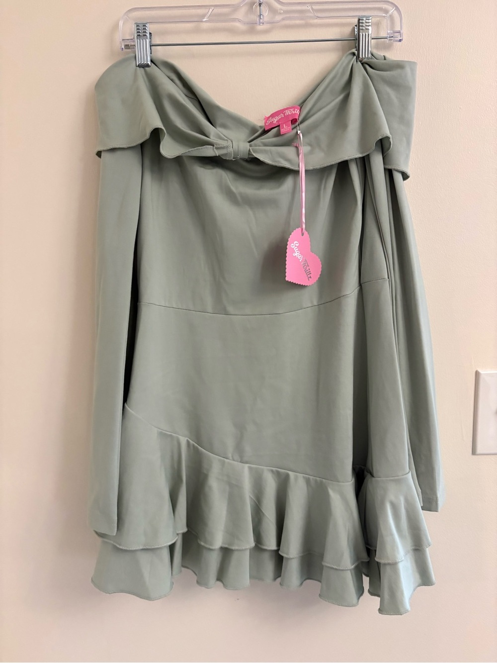 Sugar Thrillz In Her Element Green ruffle Min Dress large NWT Fairycore coquette